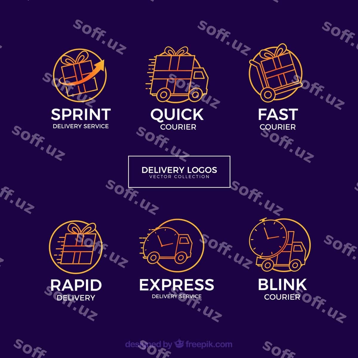 Ijodiy yetkazish logotip shablon to'plami | Creative delivery logo template set 1