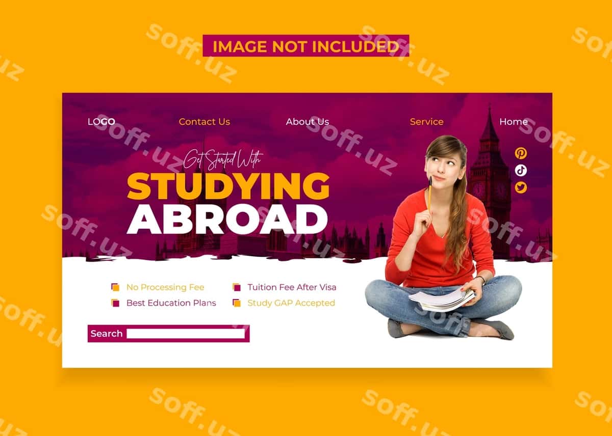 Ijodkor o'quv landing sahifa dizayni | Creative studying landing page design 1