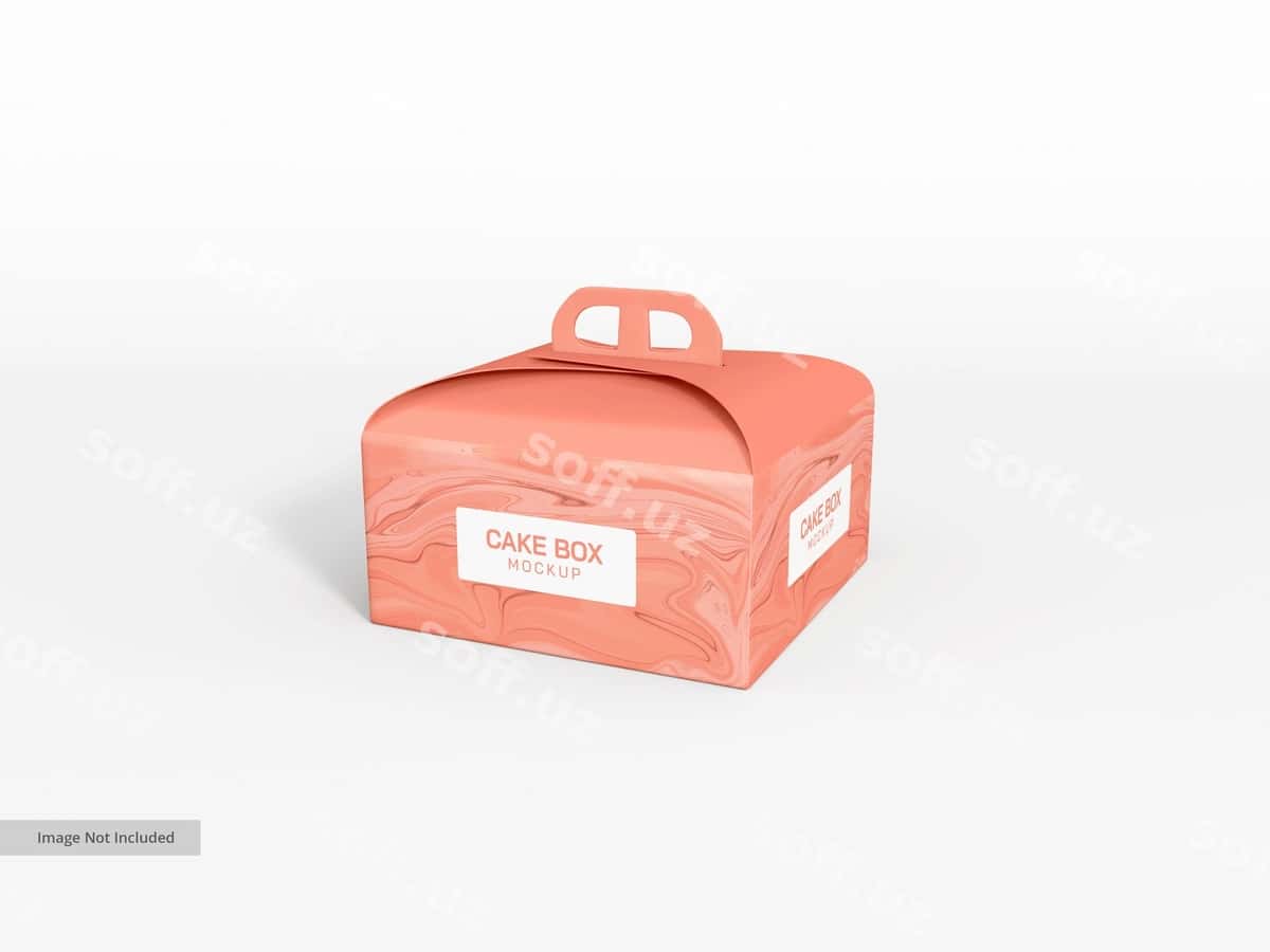 Tort kartoni uchun devorga asoslangan mockup | Curved paper cake box mockup 1