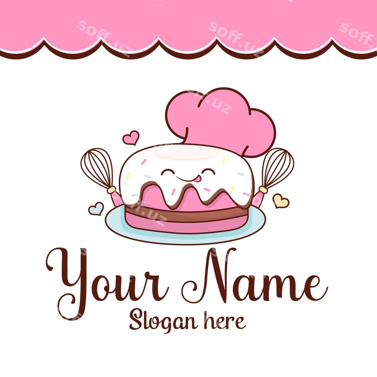 Chiroyli logotip dizayn tort vektori | Cute logo design cake vector 1