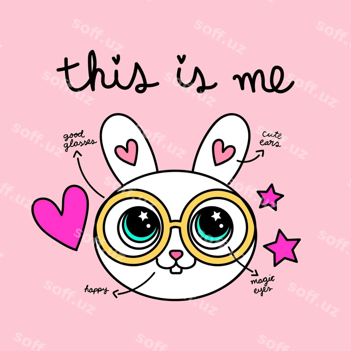 Chiroyli oq qurbaqa ko'z qoynagi bilan | Cute whote rabbir with glasses 1