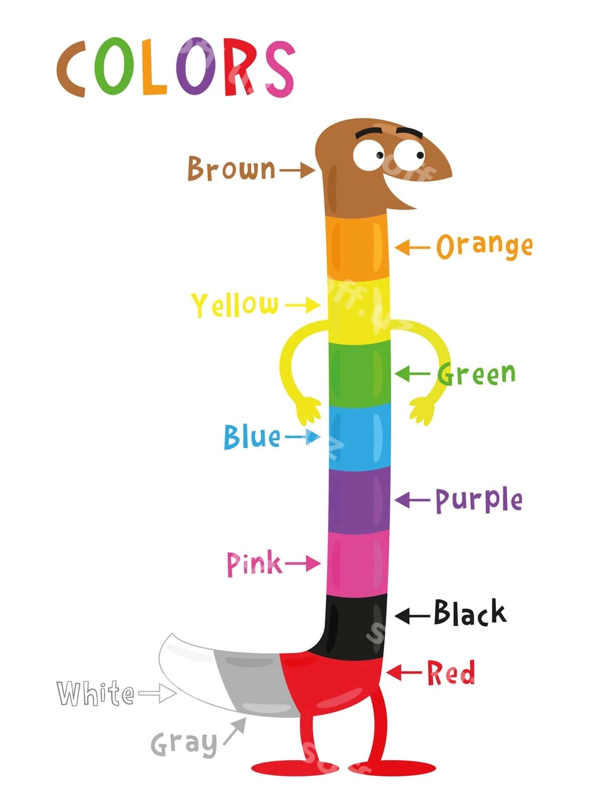 Achi chiroyli plakat ranglari | Cute worm poster colors 1