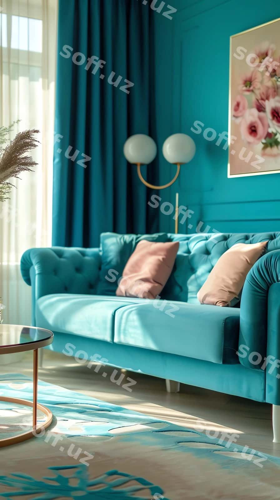 Ko'k otish xonasi video qo'ng'iroq | Cyan living room video call 1