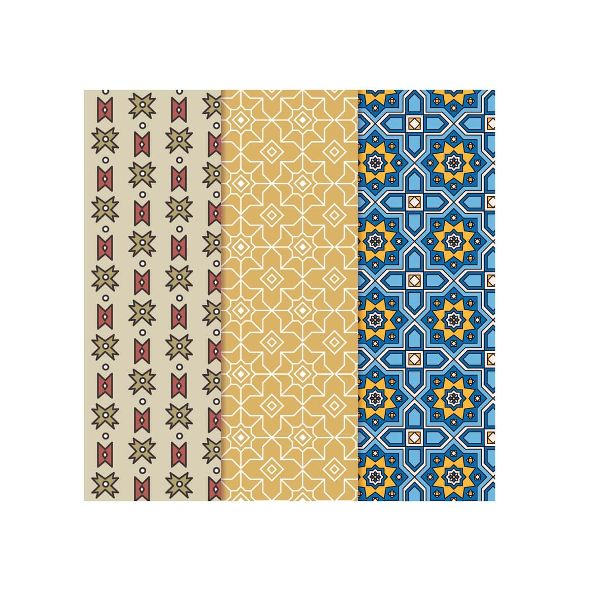 Geometrik gullar to'plami choksiz naqshlar to'plami yorqin rangli | Geometric floral set seamless patternscollection set bright colorful 1