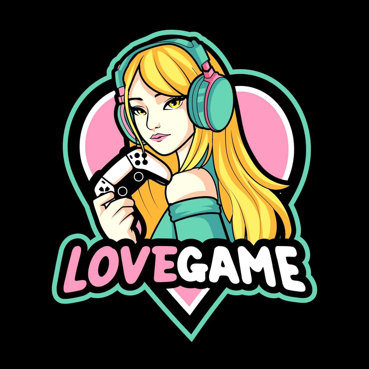 Geymer qiz qahramoni maskot logotipi | Gamer girl character mascot logo 1