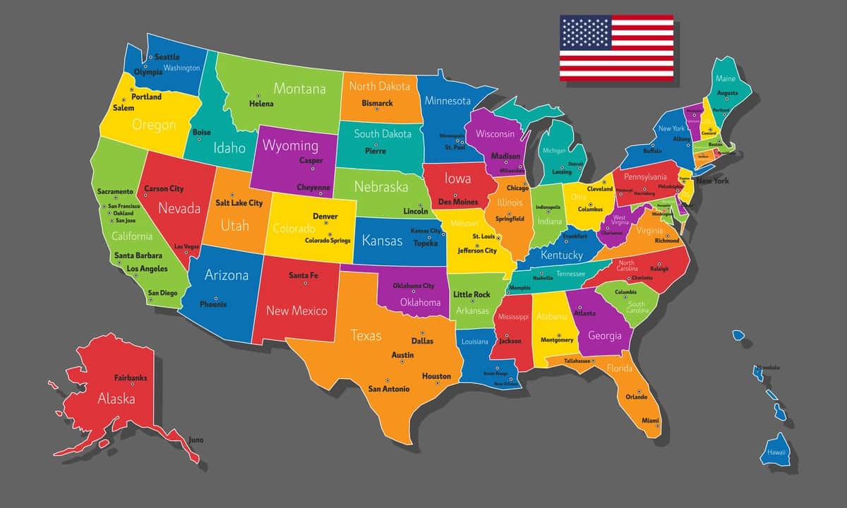 AQSh vektor xaritasi | Vector map usa 1