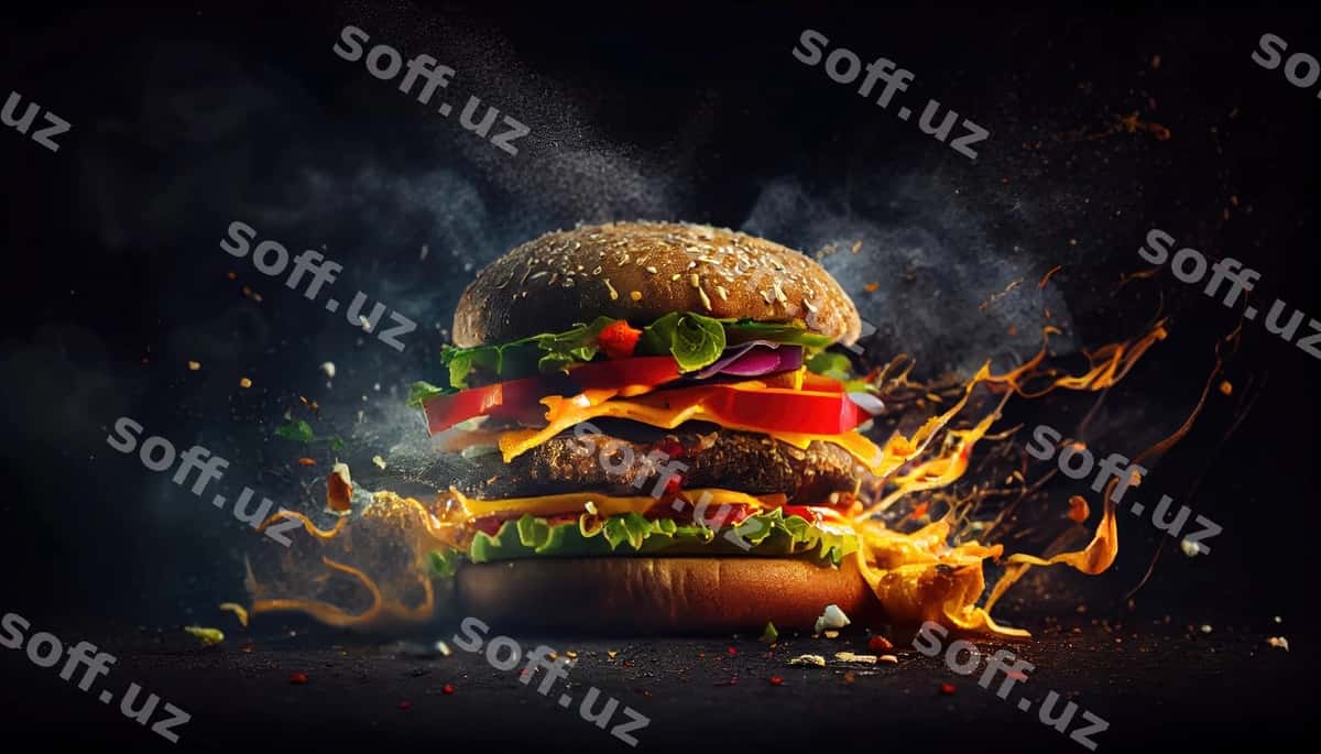 Mazali yangi burger generativ sun'iy intellekt | Delicious fresh burger generative ai 1