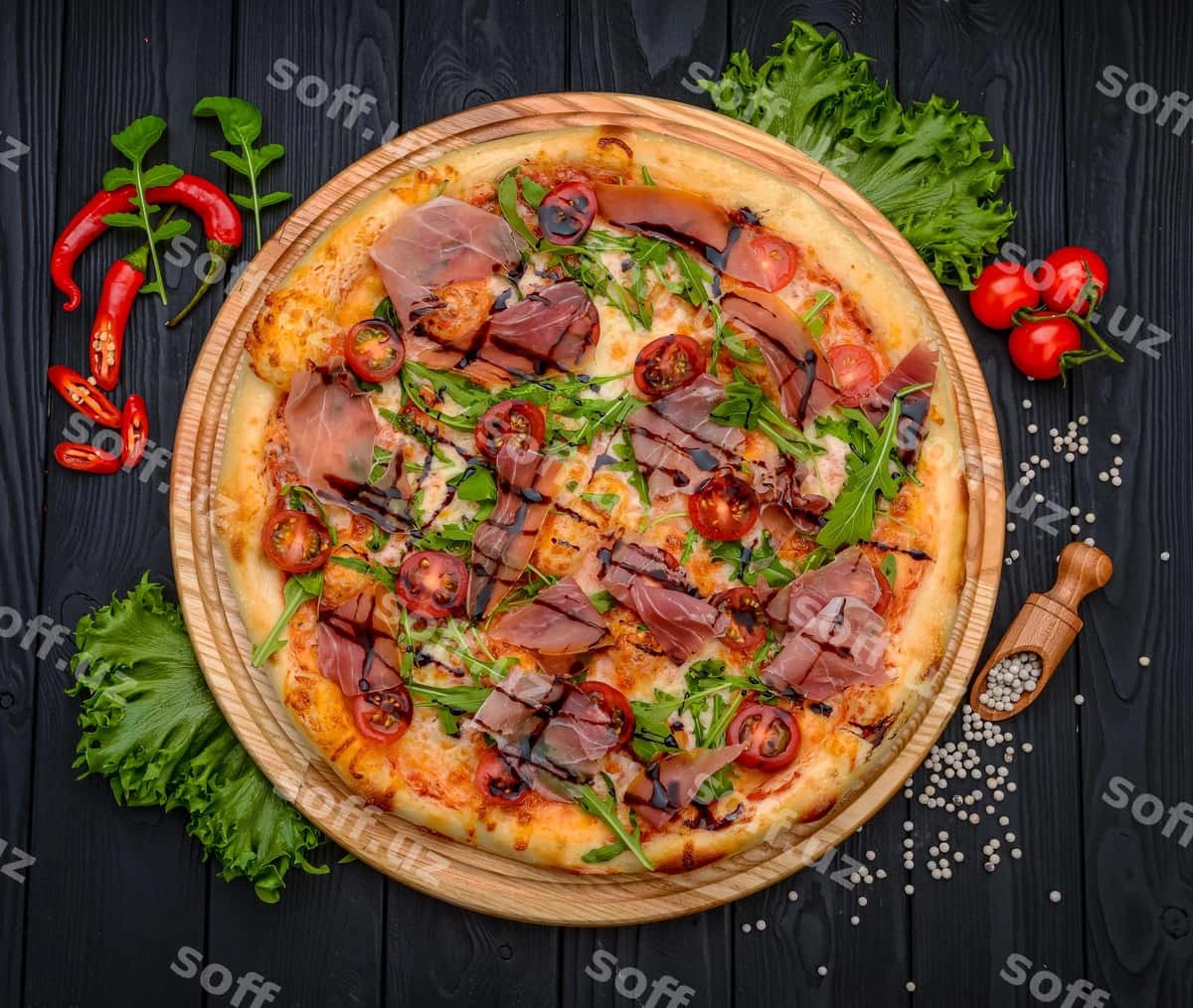 Proshyutto va rukolli mazali pitsa | Delicious pizza with prosciutto arugula 1