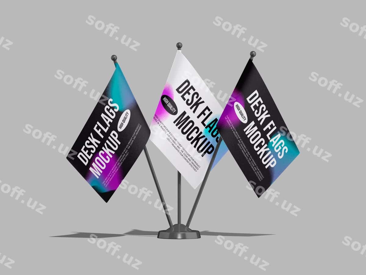 Stol bayrog'i maketi | Desk flag mockup 1