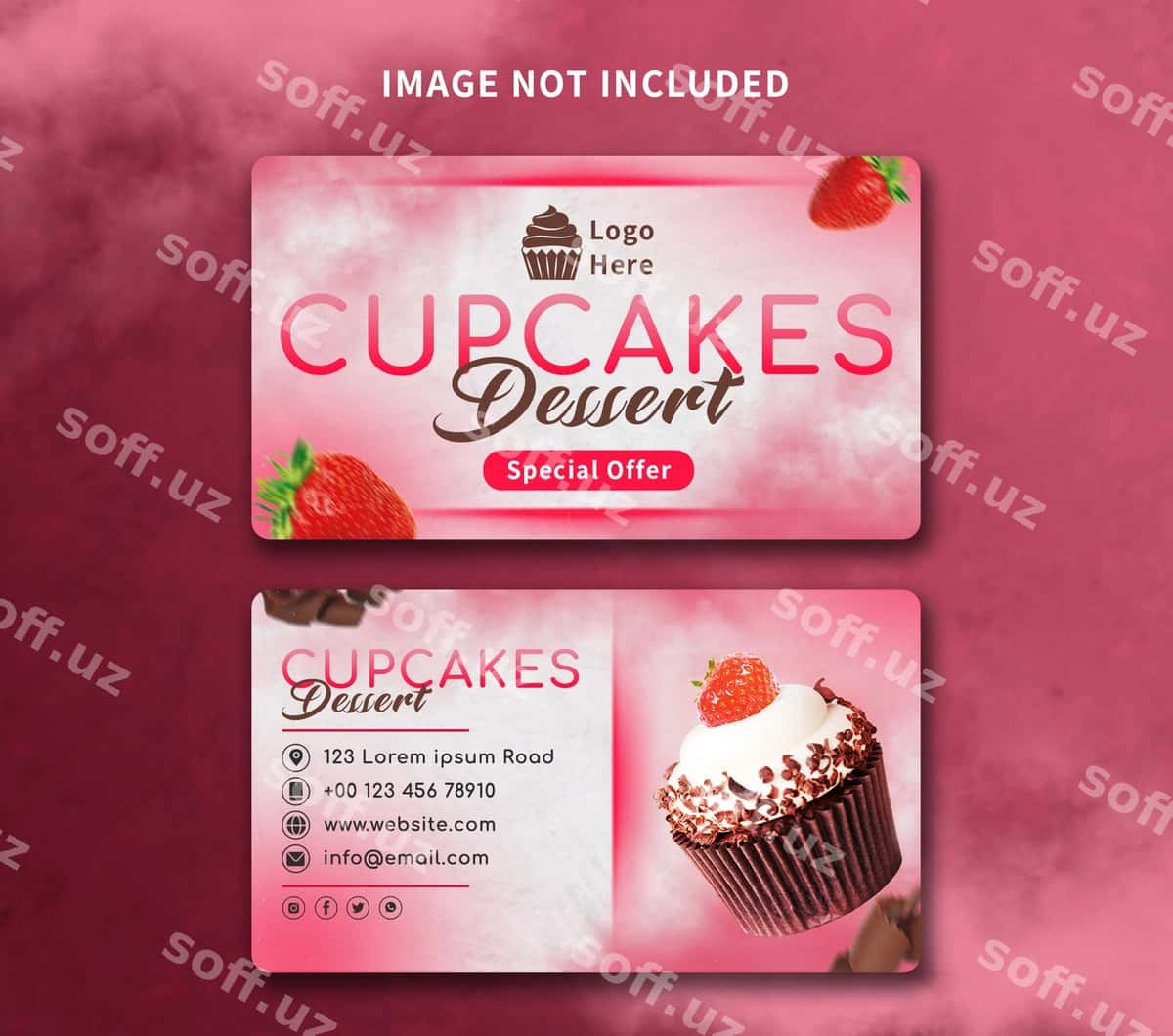 Shirinlik kupkake biznes kartasi shabloni | Dessert cupcake business card template 1