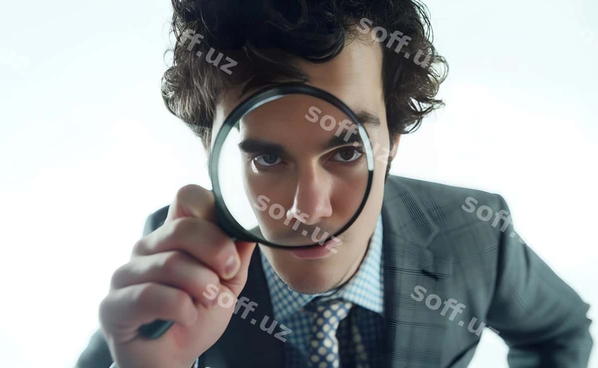 Detektiv kattalashtiruvchi oynani ushlab turibdi | Detective holding magnifying glass 1