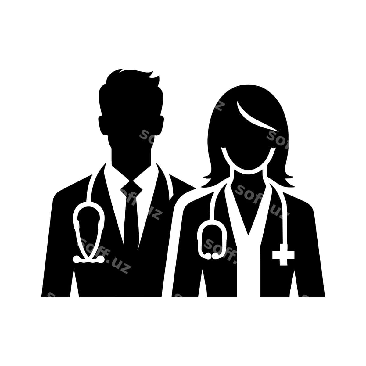 Shifokollar silueti vektor | Doctors silhouette vector 1