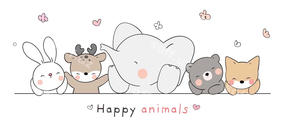 Chiz baxtli hayvon oq bahor | Draw happy animal white spring 1