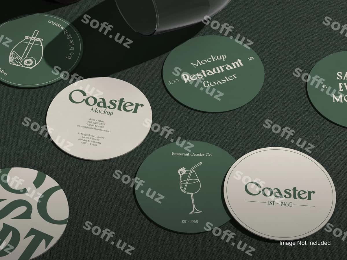 Ichimlik restoran kostry mockup | Drink restaurant coaster mockup 1