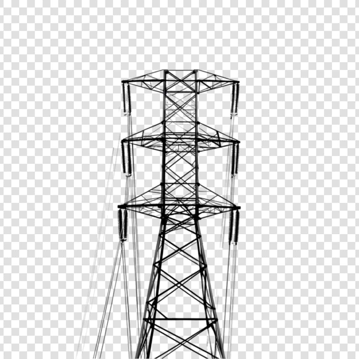 Shaffof fonda elektr uzatish minorasi | Power transmission tower against transparent background 1