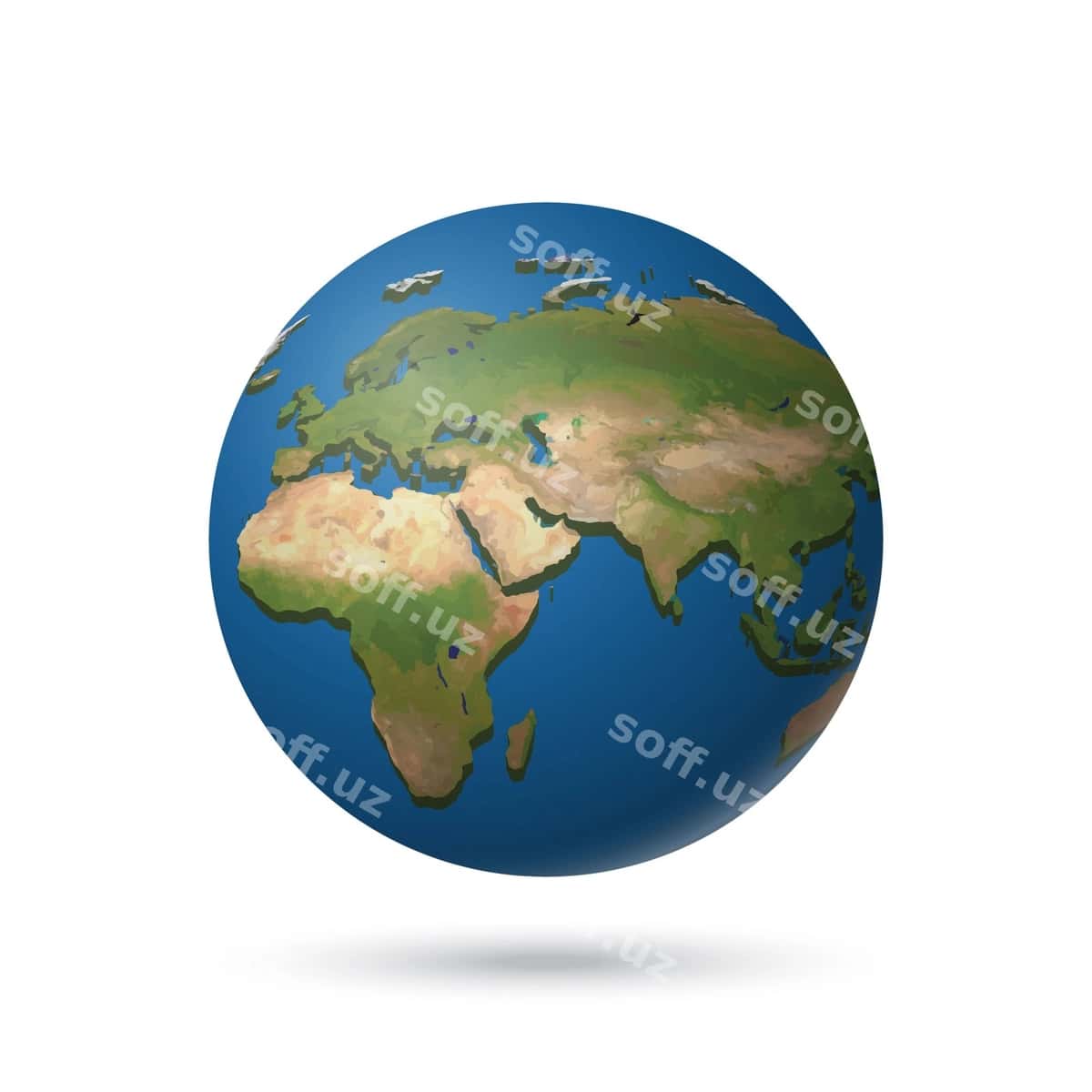 Yer sayyorasi relyefi globusi oq rangda izolyatsiya qilingan | Earth planet relief globe isolated white 1