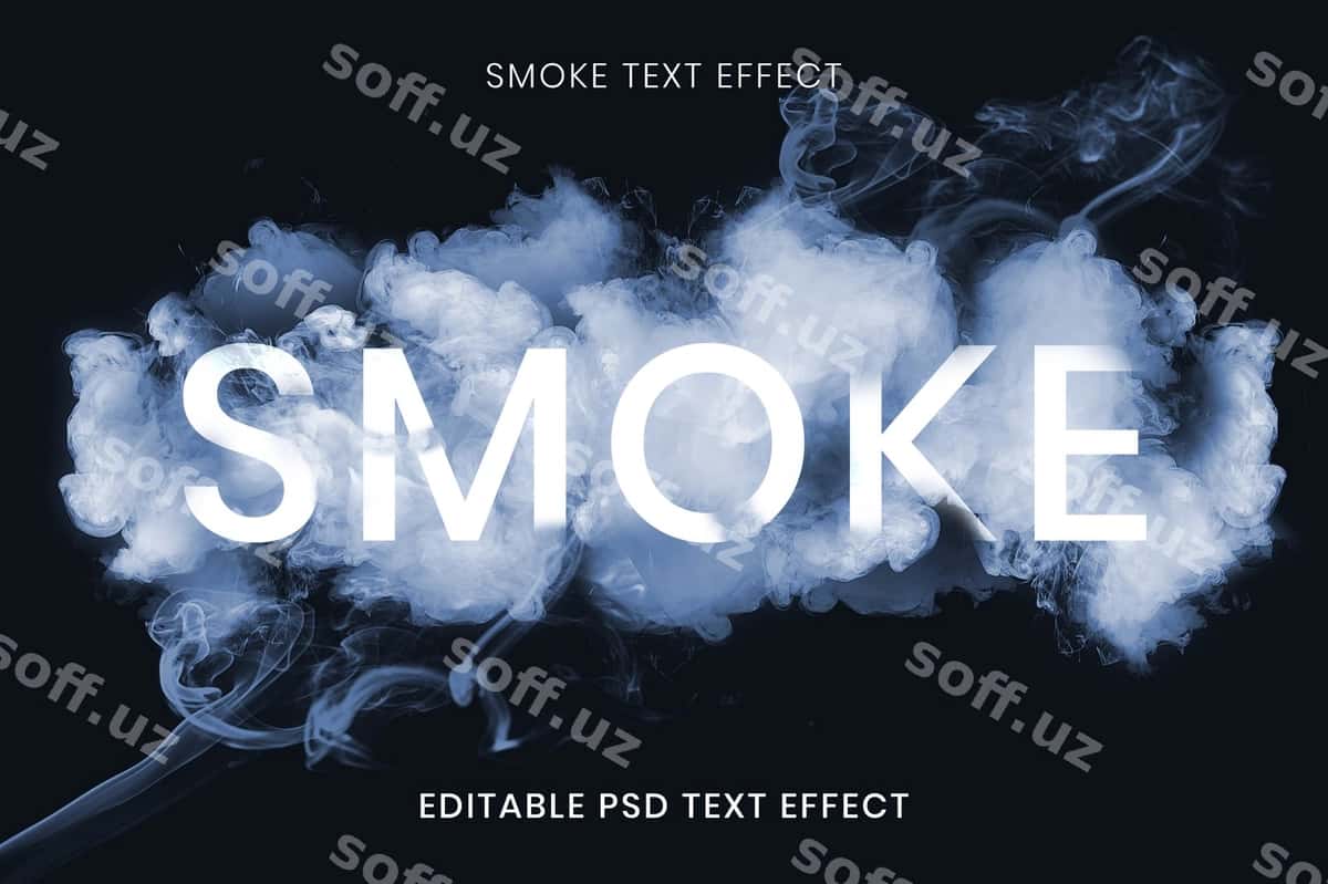 Tahrir qilish mumkin dymli matn effekti PSD shablon | Editable smoke text effect psd template 1