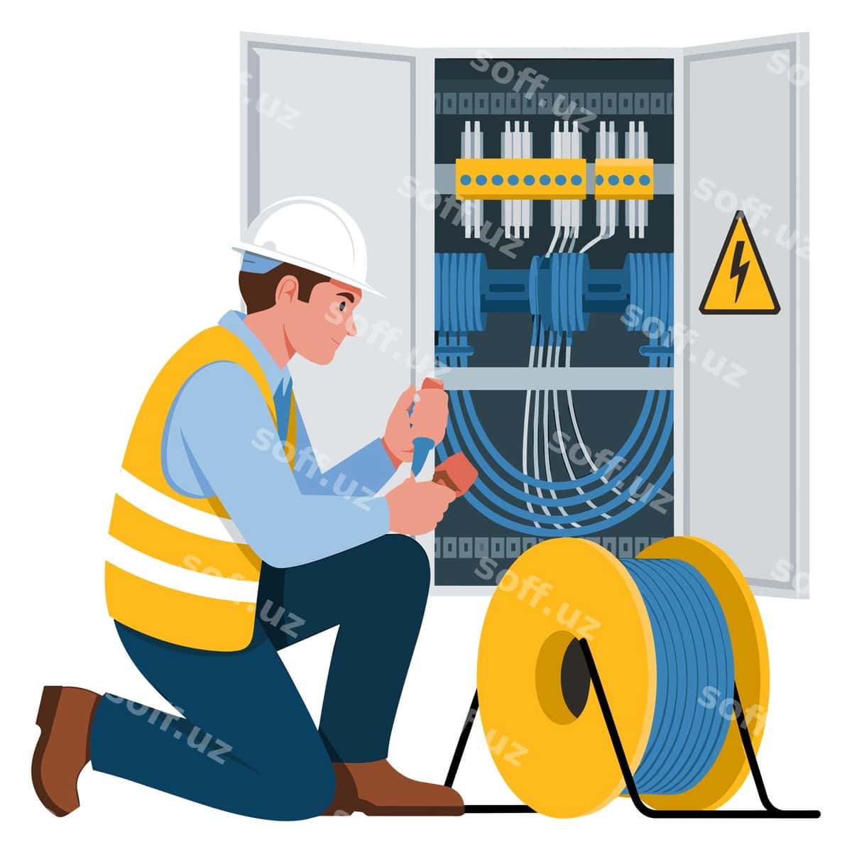 Elektromutaxassis tarmoqlarini yigishda ishlayotgan | Electrical technician working wiring 1