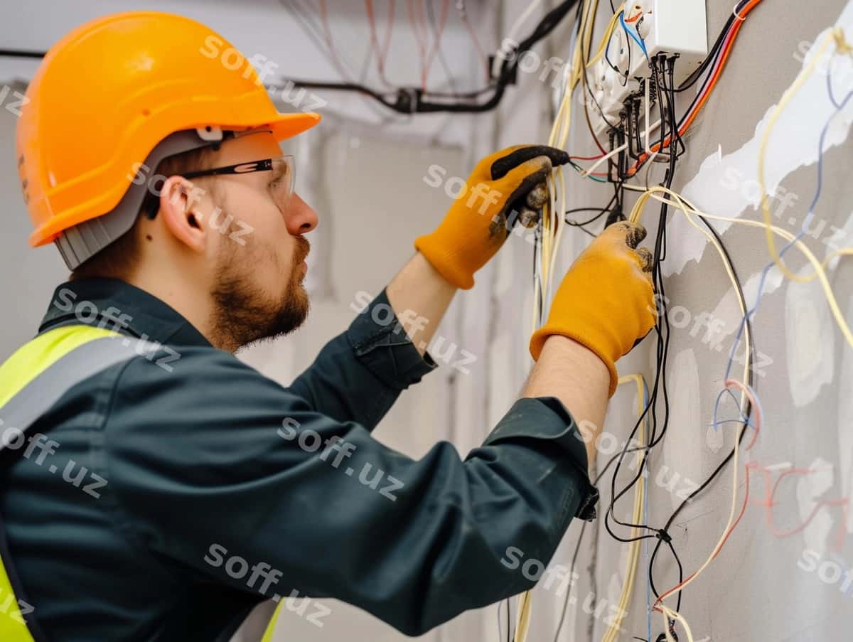 Elektrik ichki kabel o'rnatmoqda | Electrician installing indoor wiring 1