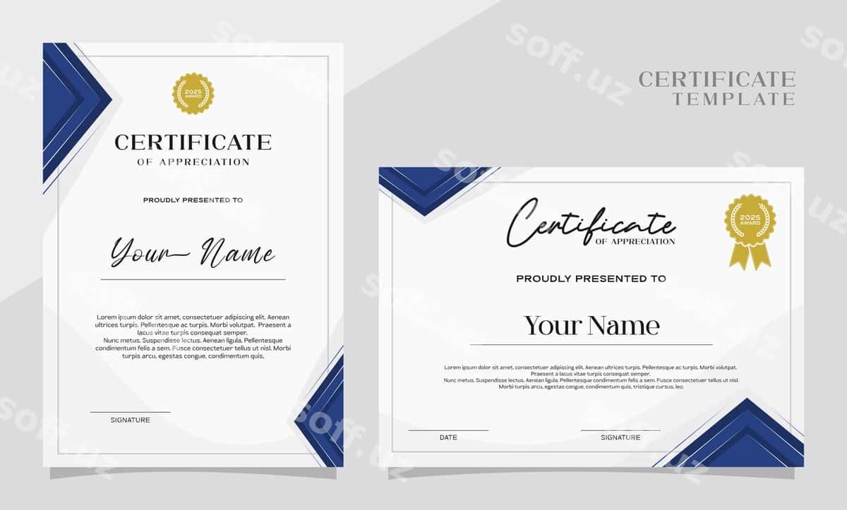 Elegant sertifikat erishish shabloni | Elegant certificate achievement template 1