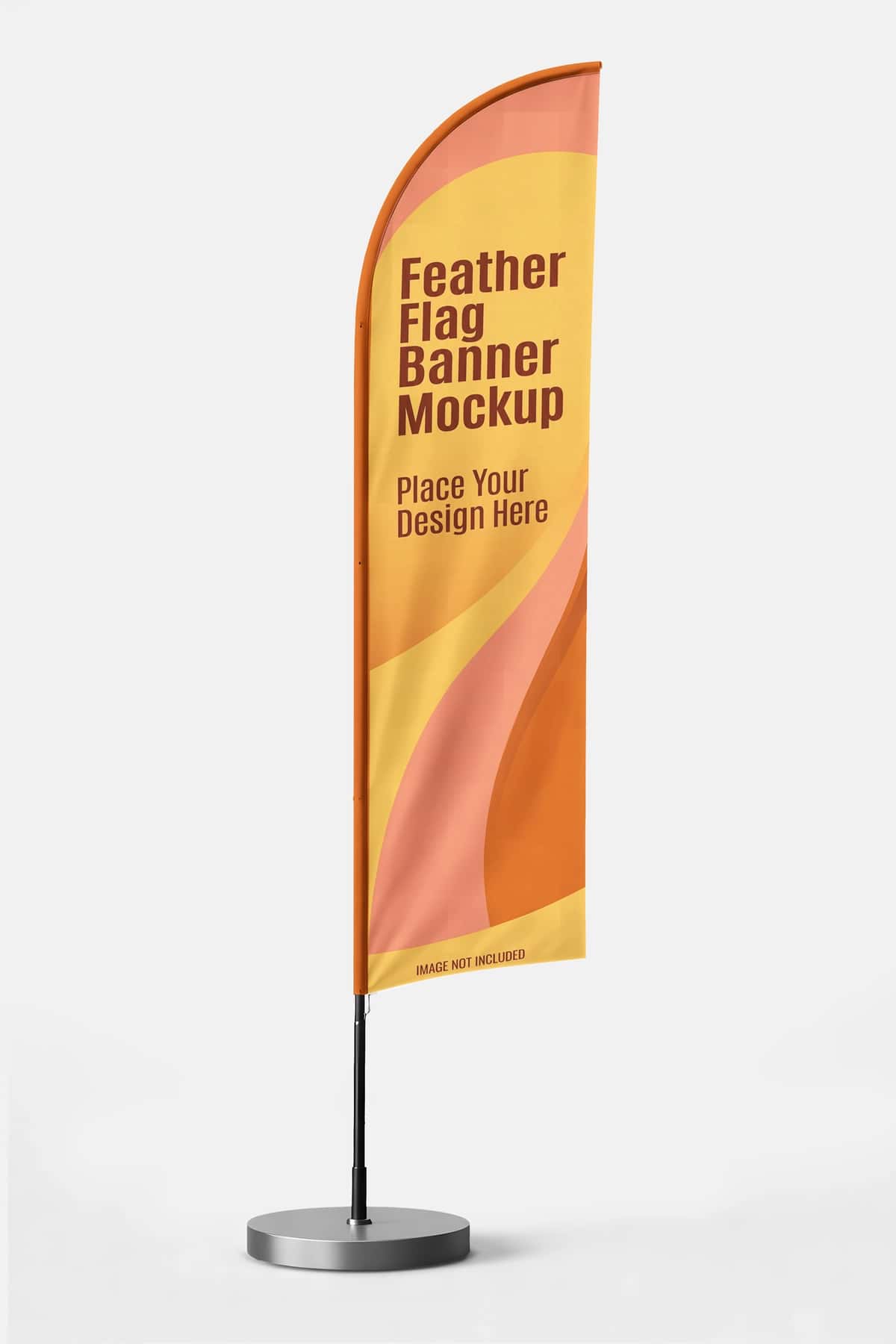 Oq fonda patli bayroq banner maketi | Feather flag banner mockup white background 1