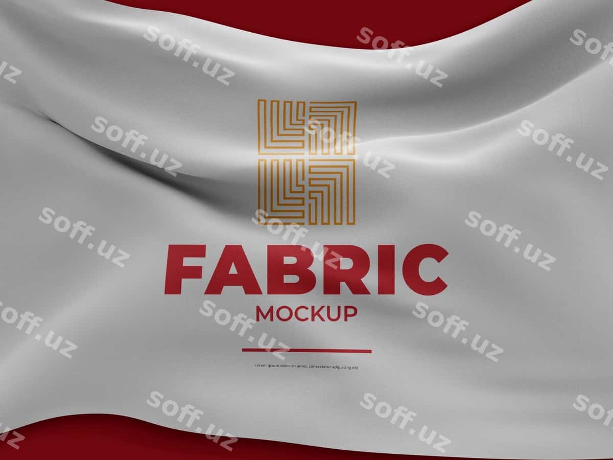 Mata logotip namunasi 3D render | Fabric logo mockup 3d render 1