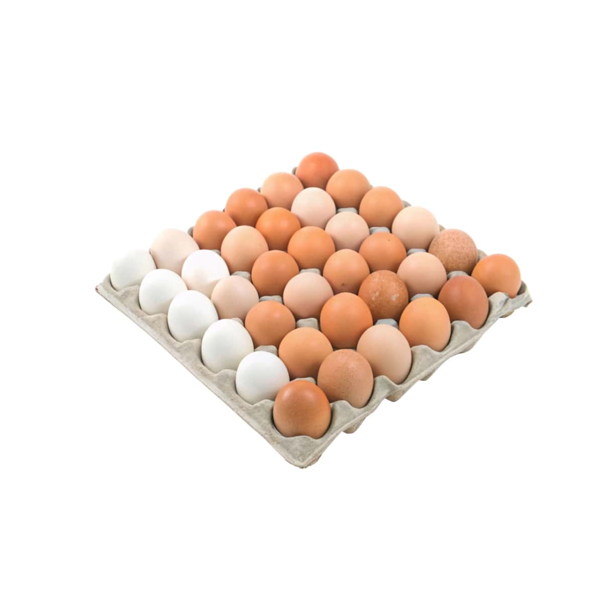 Jigarrang tovuq tuxumlari karton tuxum tepsisi xonalari bilan o'ttiz tuxum izolyatsiya qilingan | Brown chicken eggs cardboard egg tray with rooms thirty eggs isolated 1