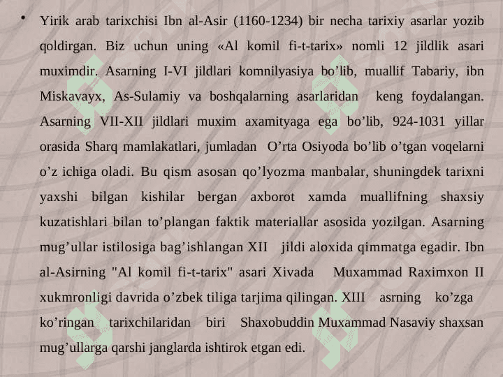 ILK O‘RTA ASRLAR TARIXIGA OID ARAB TILIDAGI MANBALARNI O‘RGANISH  24 3