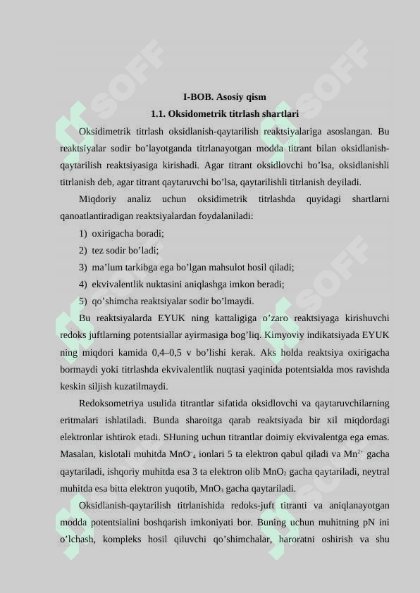 Oksidlanish-qaytarilish metodi yordamida titrlash 5