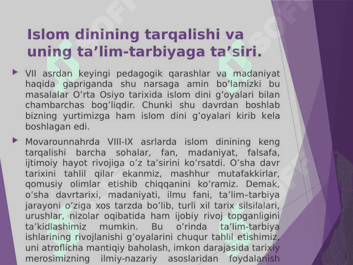 VII asrdan XIV asrning birinchi yarmigacha Oʻrta Osiyoda tarbiya 6