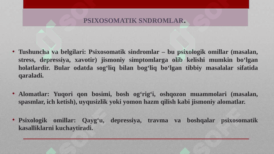Psevdonevrologik va psixosomatik sindromlar 6