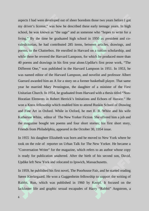 JOHN UPDIKE'S CYCLE OF NOVELS ABOUT "RABBIT" 6