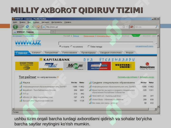 O'ZBEKISTON MILLIY INTERNET RЕSURSLАRI. MILLIY INTERNET RЕSURSLАR 3