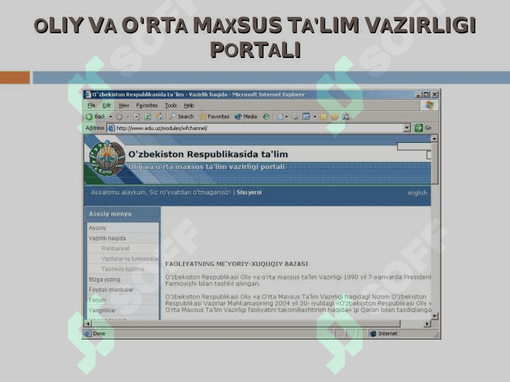 O'ZBEKISTON MILLIY INTERNET RЕSURSLАRI. MILLIY INTERNET RЕSURSLАR 7