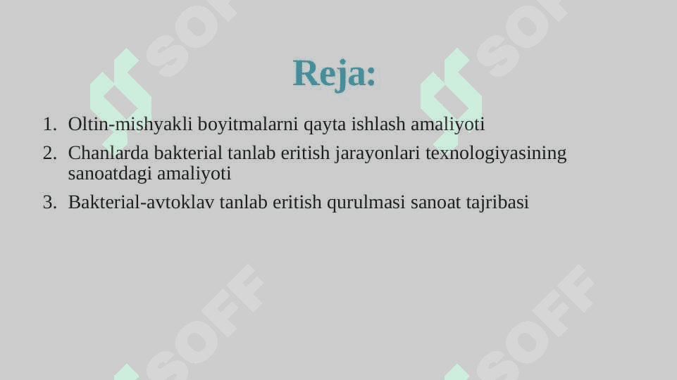Oltin-mishyakli boyitmalarni qayta ishlash amaliyoti 2