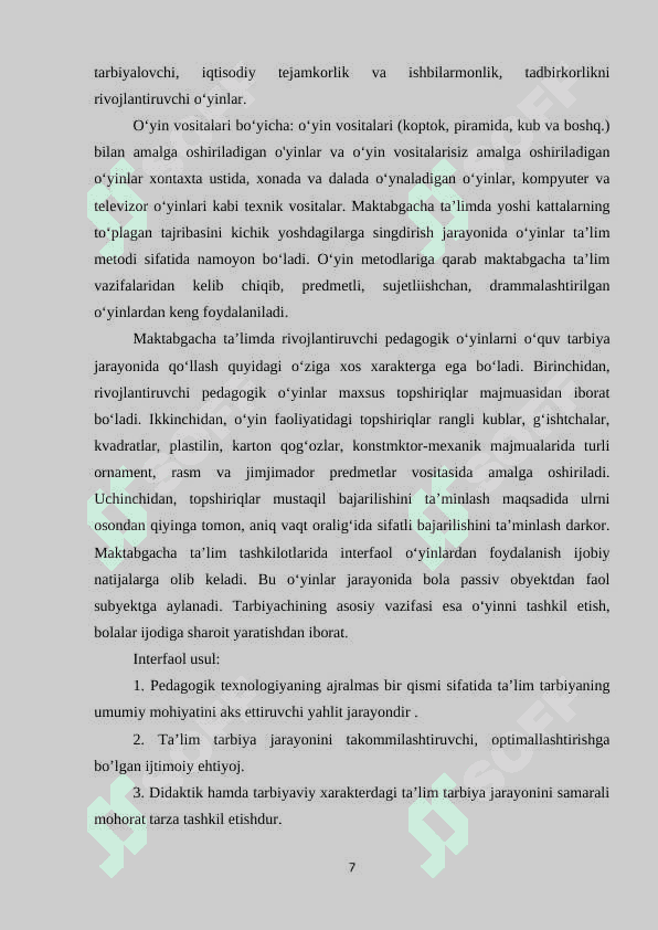 Maktabgacha ta’lim yoshidagi bolalarni dunyo qarashini shakllantirishda oʻyinchoqlarni ahamiyati 7