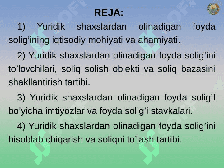 YURIDIK SHAXSLARDAN OLINADIGAN BEVOSITA SOLIQLAR VA  KORXONALAR MOLIYA XO'JALIK FAOLIYATIDAGI TA'SIRI 2