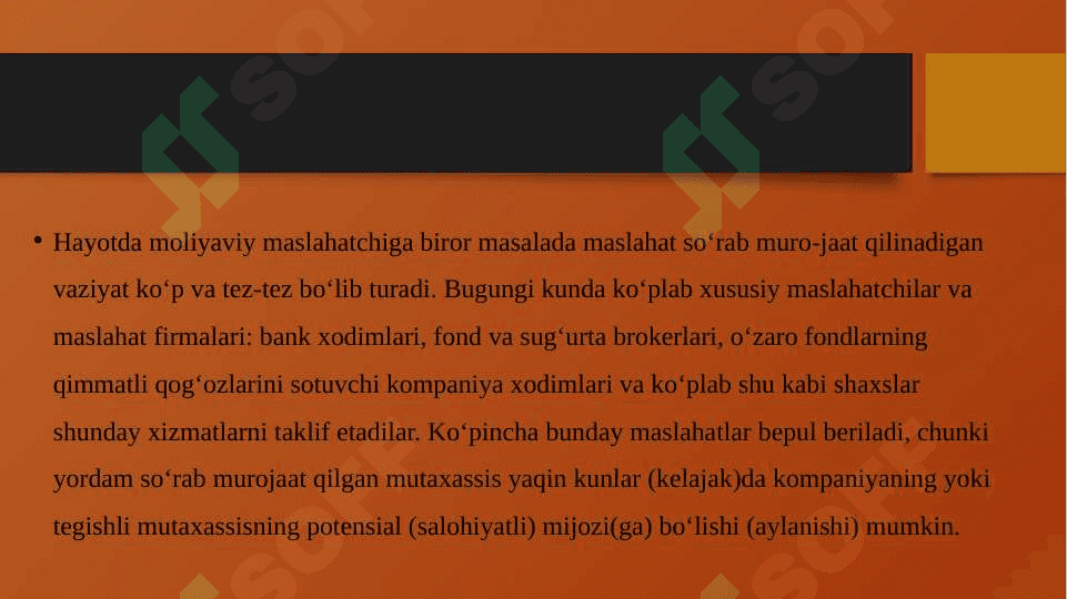 Zamonaviy (amaliy) moliyaviy qarorlar 7