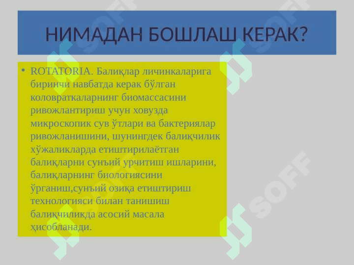 GIDROBIOLOGIYA VА SUV EKOLOGIYASINING BАLIQChILIK SOHАSINI RIVOJLАNTIRIShDАGI АHАMIYATI 6