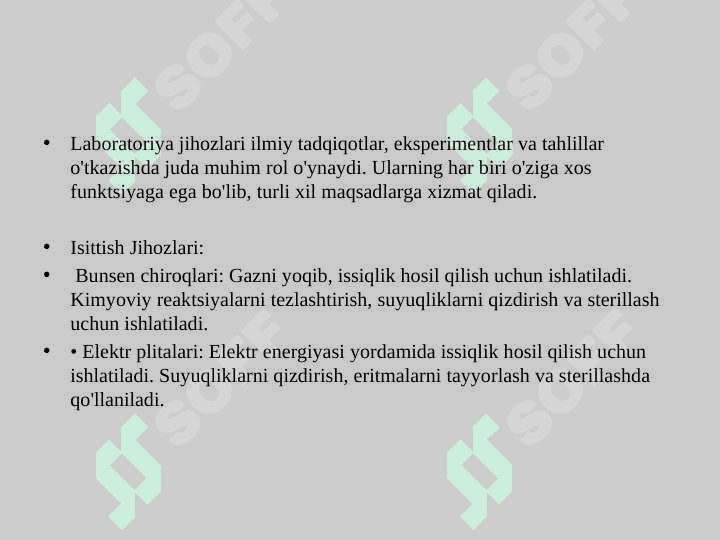 LABORATORIYA JIHOZ (ISITISH, O‘LCHOV, OPTIK ASBOB)LARI. 2
