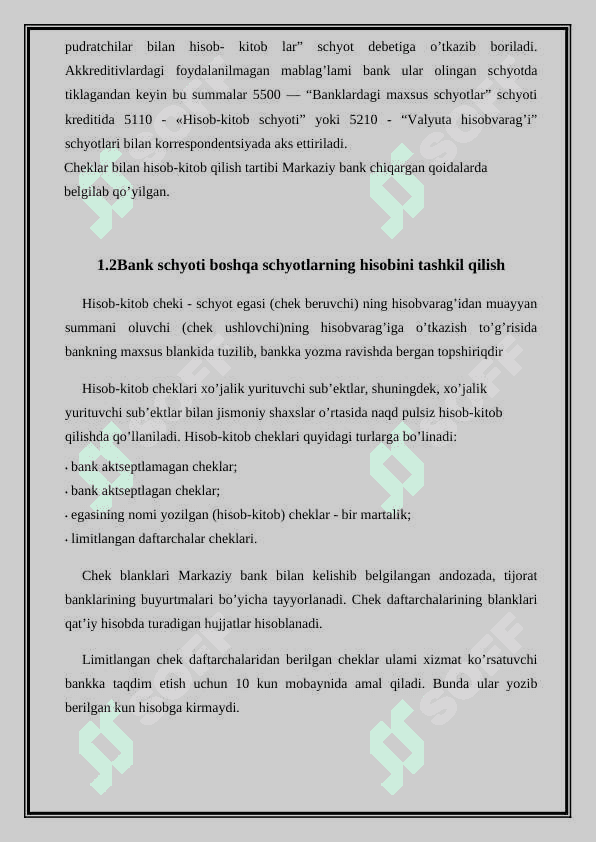 Bankdagi hisob-kitob schetidagi pul mablaglari hisobi 8