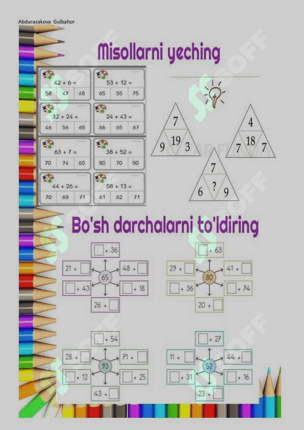 Boshlang'ich talim uchun (matematika) 3