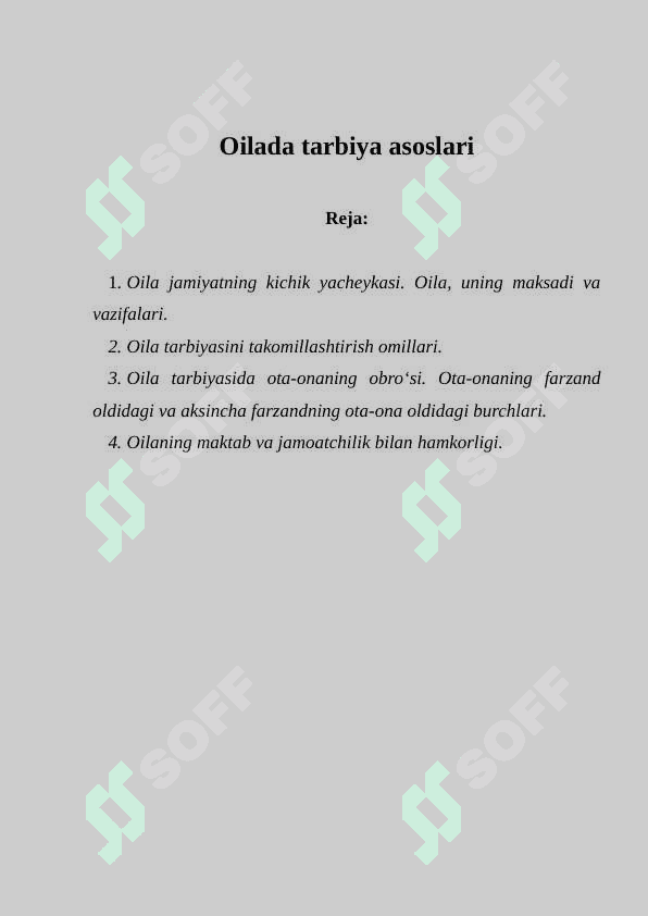 Oilada tarbiya asoslari 2