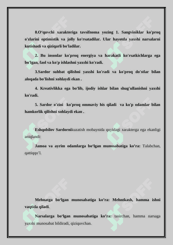 O‘QUVCHIGA PSIXOLOGIK TAVSIFNOMA 4