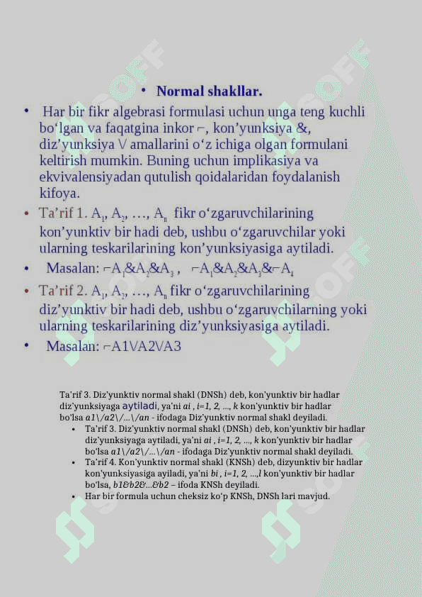 Mukammal dizyunktiv va konyunktiv normal formalar 6