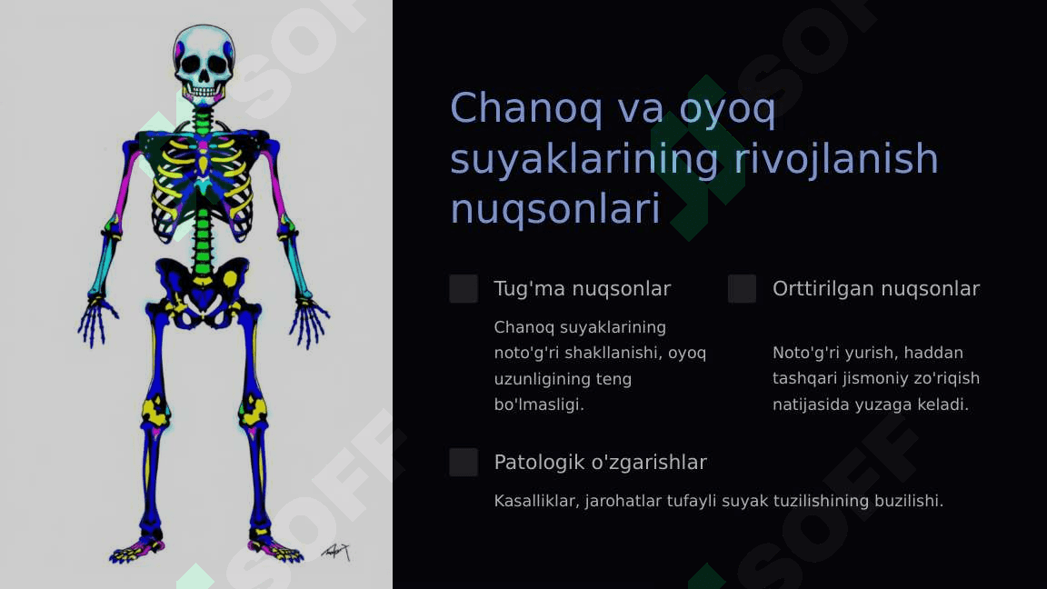 Sport va mehnat faoliyatini chanoq va oyoq suyaklariga ta'siri, rivojlanish nuqsonlari 6