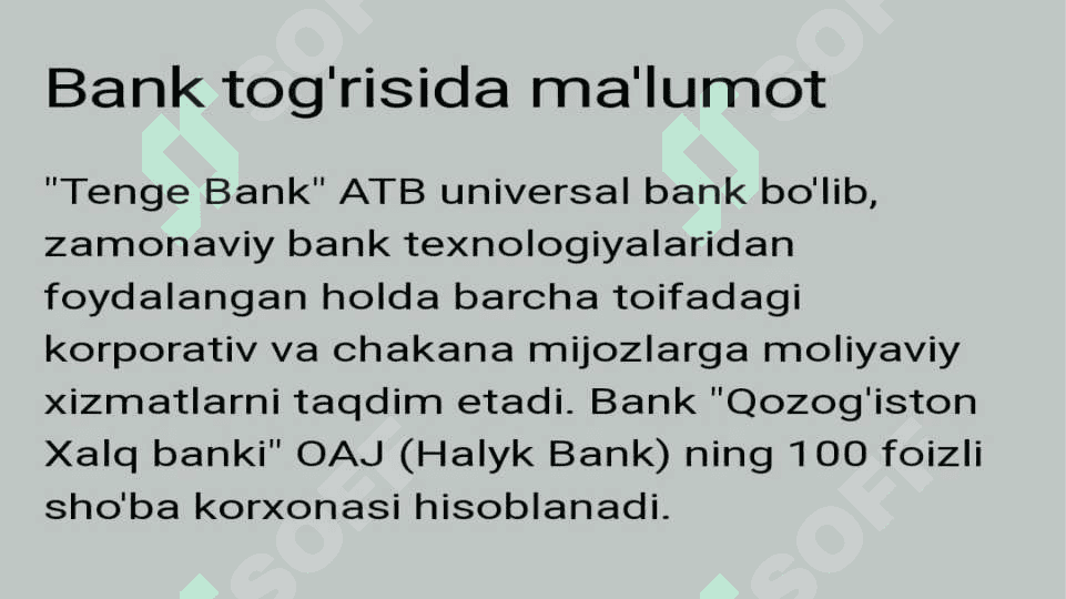 Tenge bank faoliyati 2