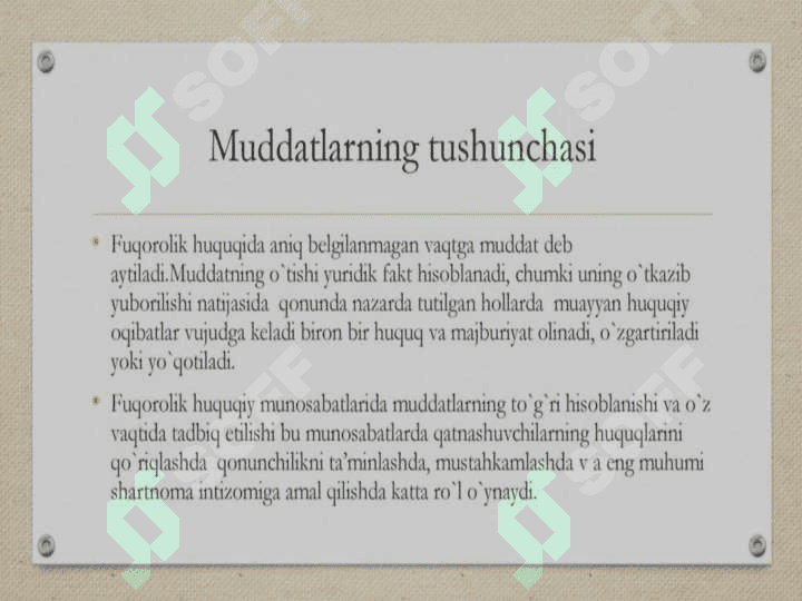 Muddatlar. Da'vo muddatlari 2