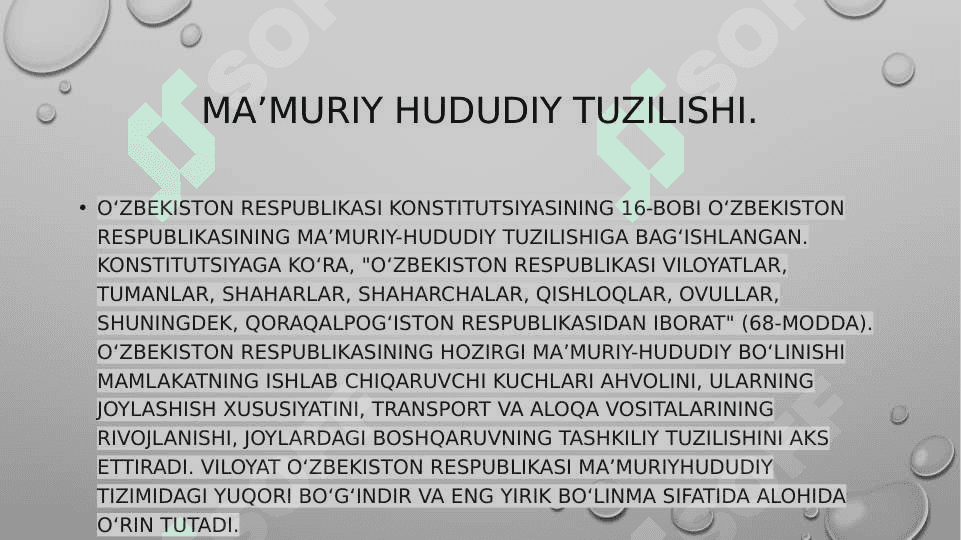 O’zbekiston Respublikasining ma’muriy hududiy tuzilishi va davlat boshqaruvi 3