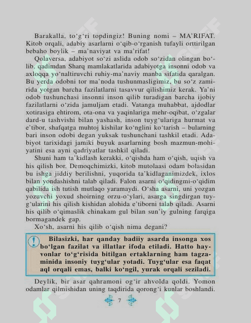 6- sinf adabiyot darsligi yangi 1- qismi 7